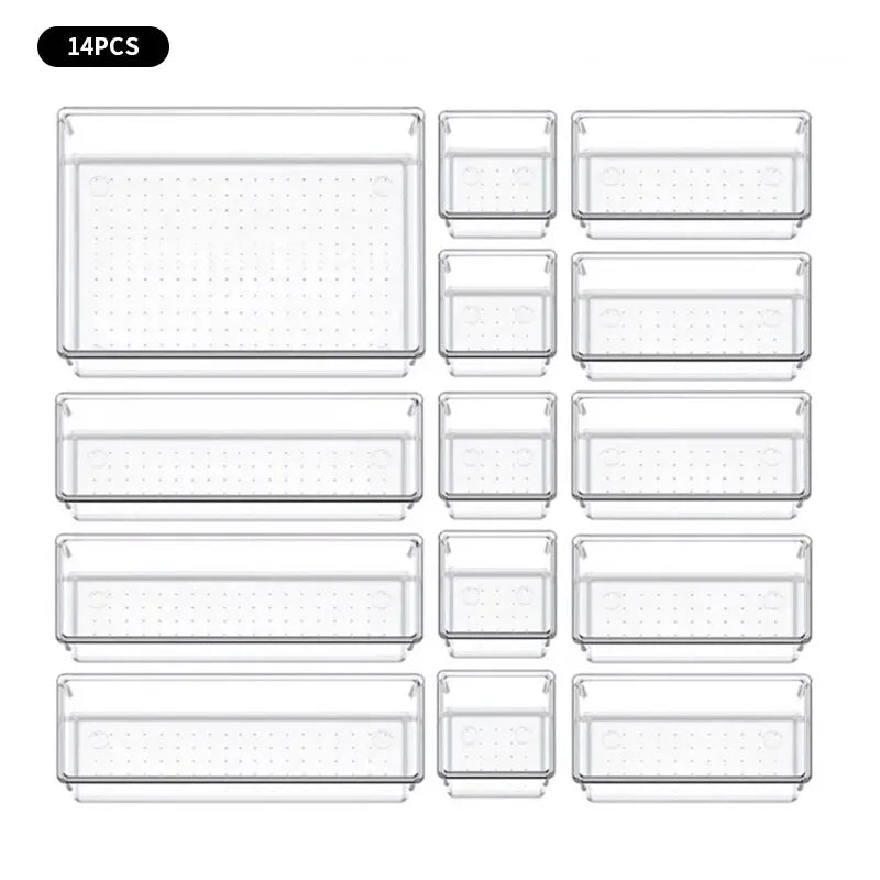 Plateaux de rangement de tiroir en plastique transparent - Karima Baba